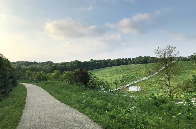 Montour Trail path through green hills in Peters Township, PA